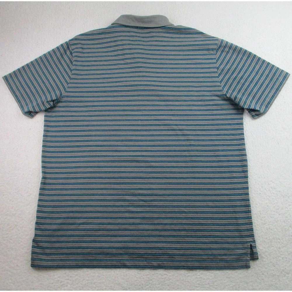 Oakley Polo Shirt Mens‎ XL Gray Blue Striped Short Sleeve Golf Casual Classic